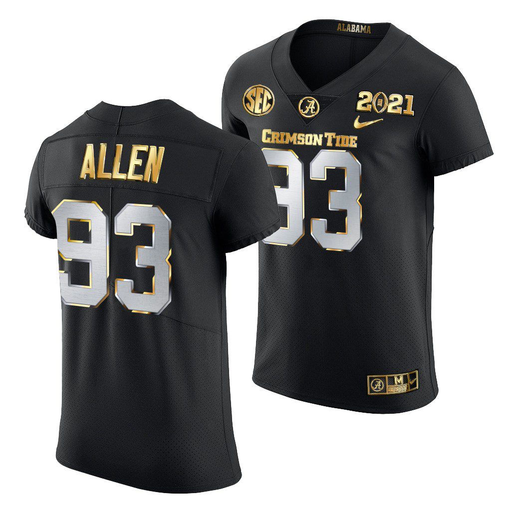 Men's Alabama Crimson Tide Jonathan Allen #93 Black Golden 2021 Playoff Championship NCAA College Football Jersey
